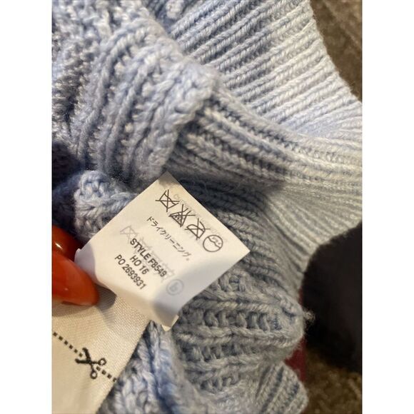 J.Crew Tunic Cable Knit Sweater Womens XS Crew Neck Wool Blend Blue - Picture 9 of 9